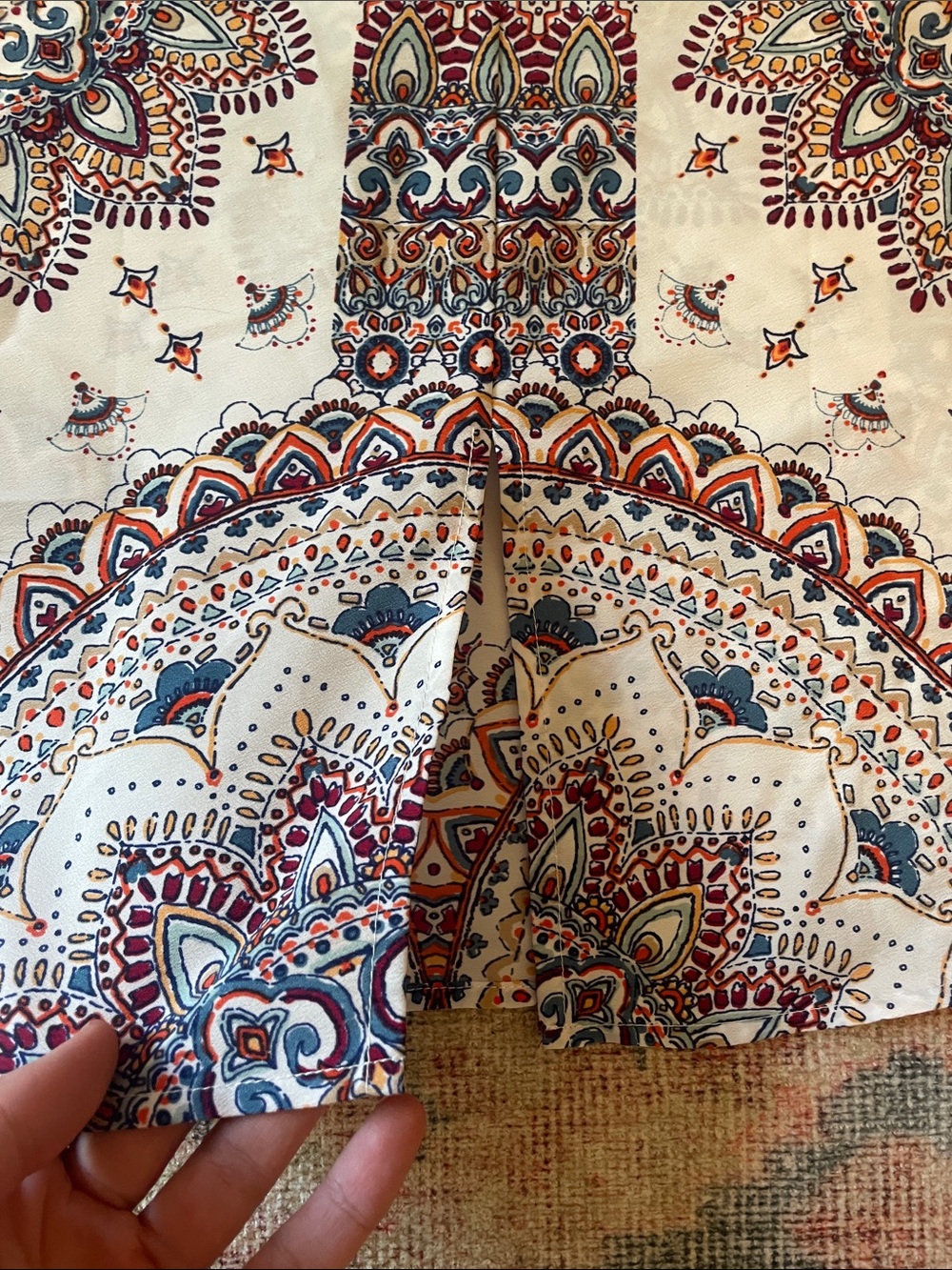 Sleeveless Medallion-Print Cream Camisole with Blue & Rust Accents - Picture 8 of 8